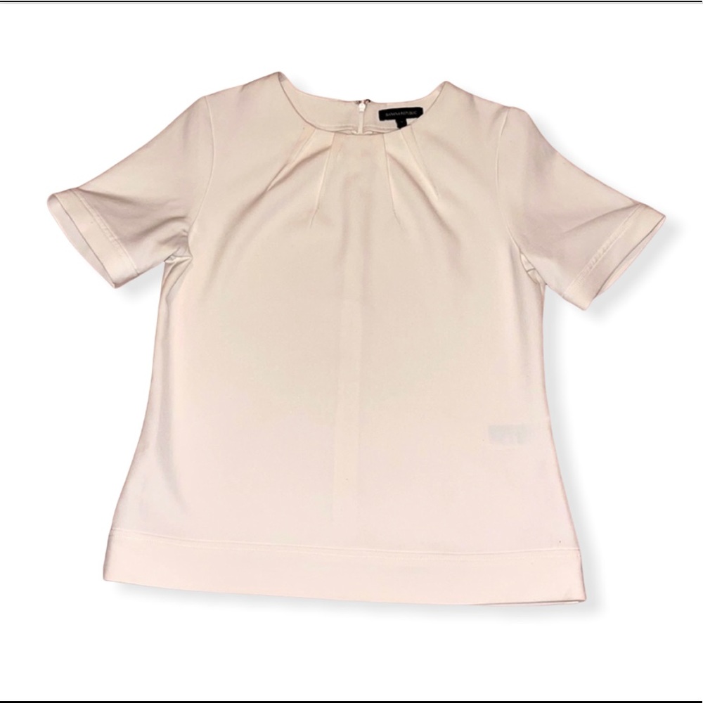 Banana Republic Cream Pleated Neck Blouse